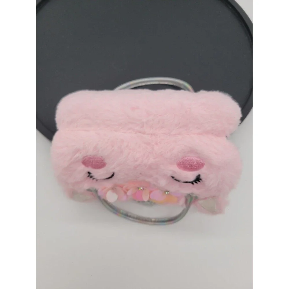Eyeglass/Sunglass Case, Faux Pink Fur Unicorn w/Silver Horn & Carry Handles
